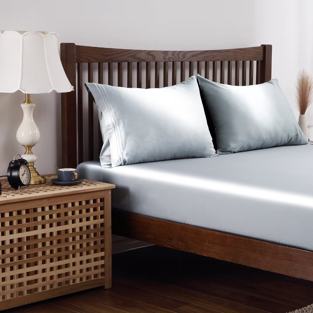 Shunjie.Home 100% Bamboo Fitted Sheet Only King Size, 400 Thread Count, 16" Deep, Super Soft, Grey