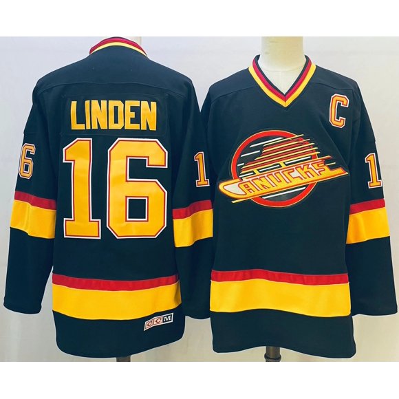 Bure Jersey 10 Vancouver Ice Hockey Jersey 16 Linden Jersey Retro Sport Sweater Stitched Letters Numbers Black S-XXXL