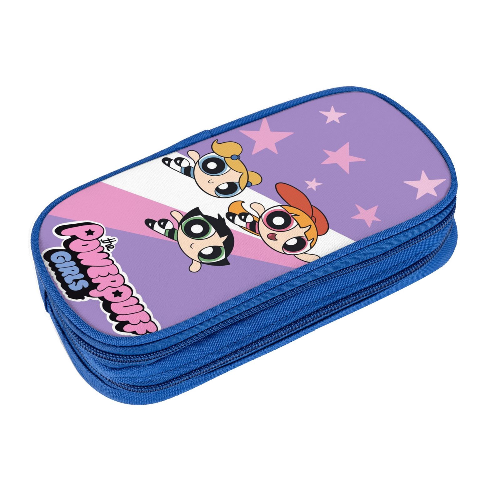 The Powerpuff Gi-rls Pencil Case Large Capacity Pencil Pouch Pen Bag Office Stationery Organizer Travel Makeup Bag Blue