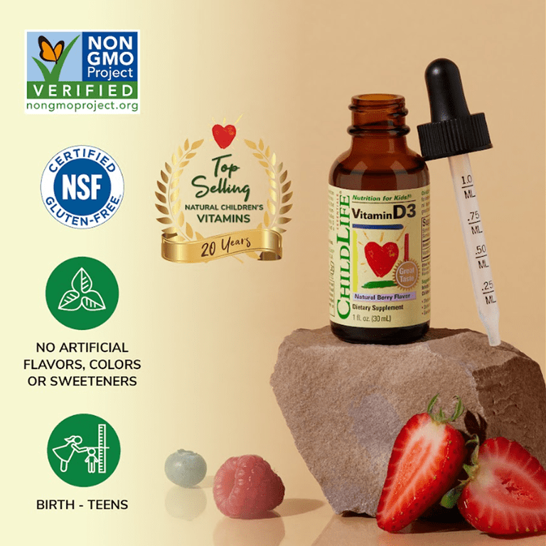 Vitamin D3 Drops For Babies, 500 IU, Berry Flavor photo 3
