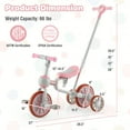 thumbnail image 3 of Costway 4 in 1 Kids Tricycles with  Push Handle & Training Wheels Baby Balance Bike Pink, 3 of 10