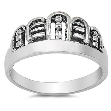 Ring King Crown Oxidized Crown Tiara King Beaded Ring ( Sizes 5 6 7 8 9 ) New .925 Sterling Silver Band Rings by Sac Silver (Size 6) ()