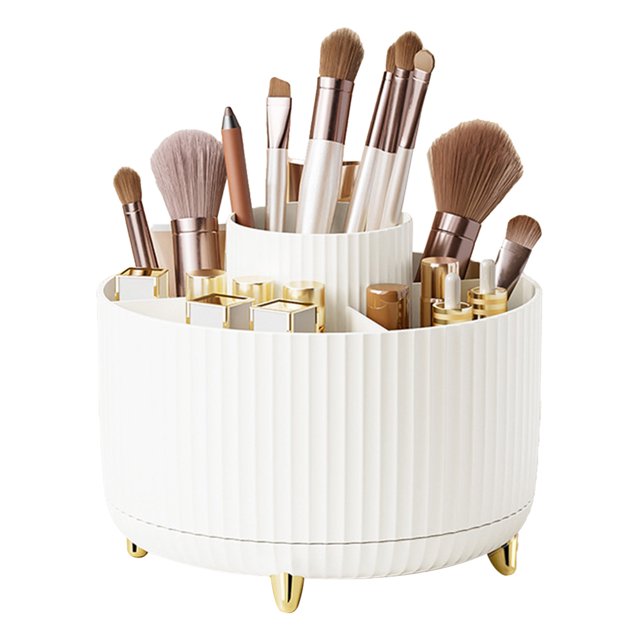 Organizador Escritorio Tocador Baño Cepillos Maquillaje Copa Encimera Cepillo 360 ° Giratorio 5 Organización Tragamonedas Y Almacenamiento Cuidado La Piel