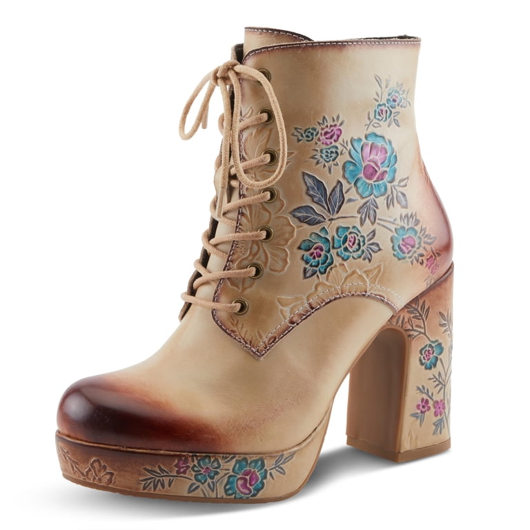 Doir boutipue.レアナ　デザイン⁉️ L'Artiste MESSAPICA Women's Hand-Painted Baroque Platform Boot