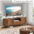 thumbnail image 4 of TV Stand for for TVs up to 80 Inch, 70" TV Console with Drawer and Fluted Doors, Modern Mid Century Entertainment Center for Living Room Bedroom, Walnut, 4 of 8