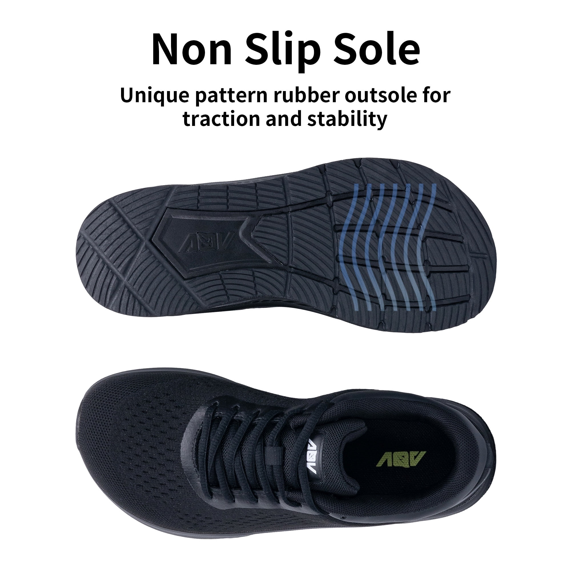 AOV Wide Toe Box Shoes Women Arch Support Walking Shoes for Plantar Fasciitis Orthotic Air Tennis Sneakers AllBlack Size 10