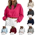 thumbnail image 2 of DYTTDG Cropped Sweatshirt for Women Crewneck Long Sleeve Loose Pullover Casual Fall Outfits, 2 of 7