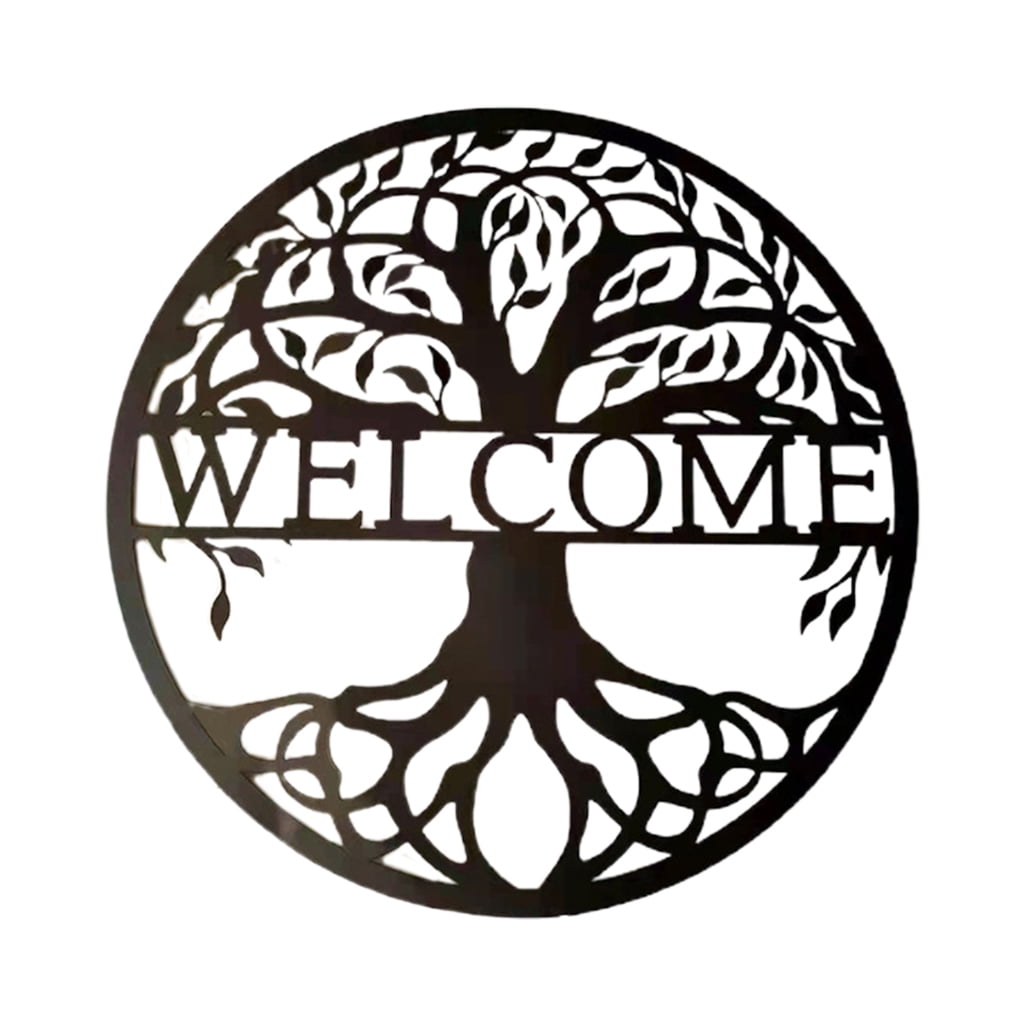 Modern Metal Tree of Life Wall Art Decor Iron Plaque Hanging Round