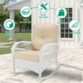 thumbnail image 6 of VIVIJASON 2 Piece Patio Wicker Rattan Rocker Chair, Outdoor Rattan Rocker Chair with Cushions & Steel Frame, All-Weather Rocking Lawn Wicker Furniture for Garden Backyard Porch (White Wicker/Beige), 6 of 6