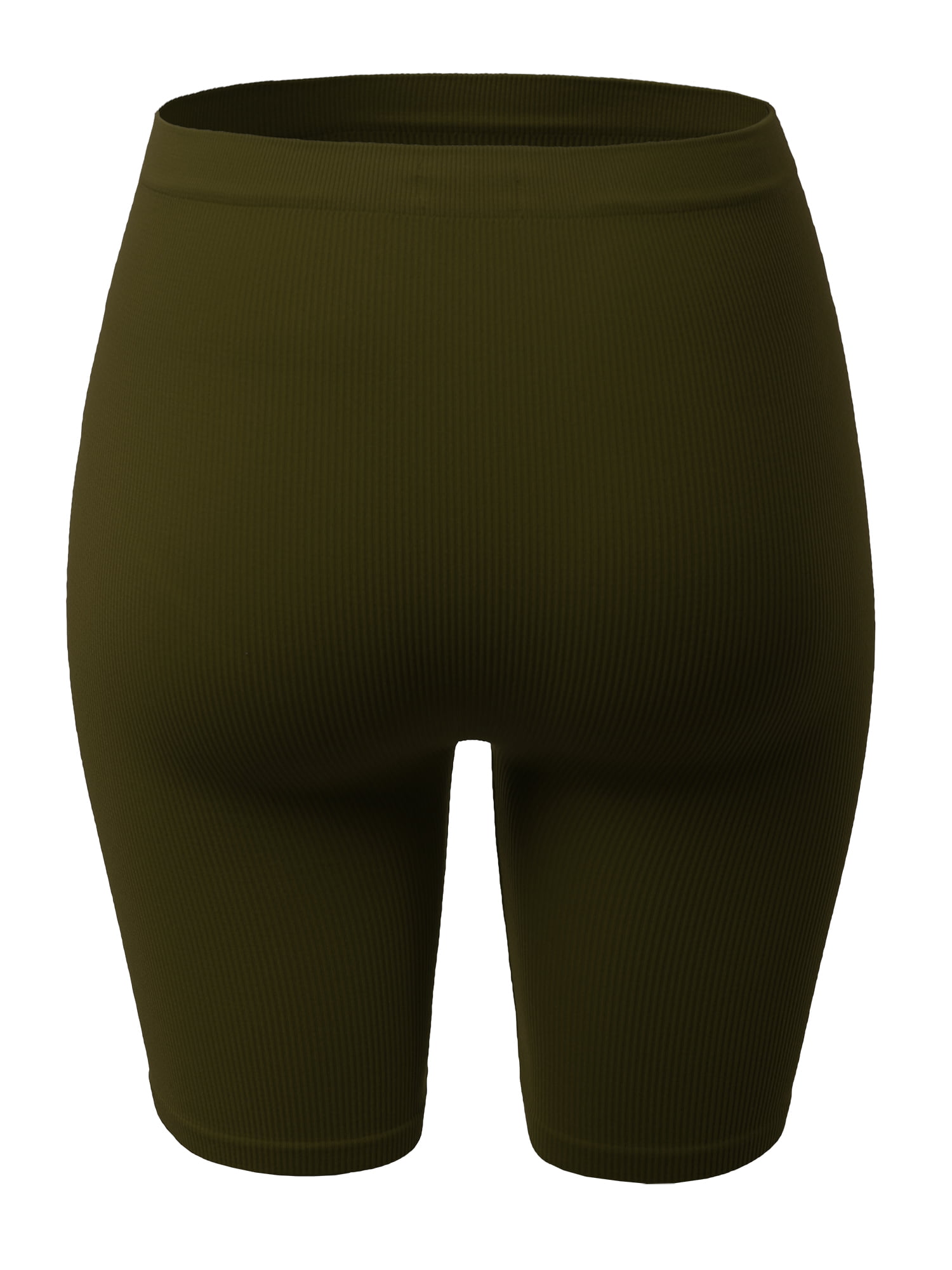 A2Y Women's Lightweight Mid Length Fitness Workout Seamless Ribbed Biker  Shorts Deep Olive SM 
