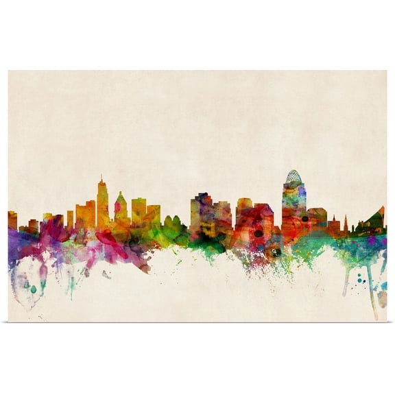 Great BIG Canvas | Rolled Michael Tompsett Poster Print entitled Cincinnati Ohio Skyline