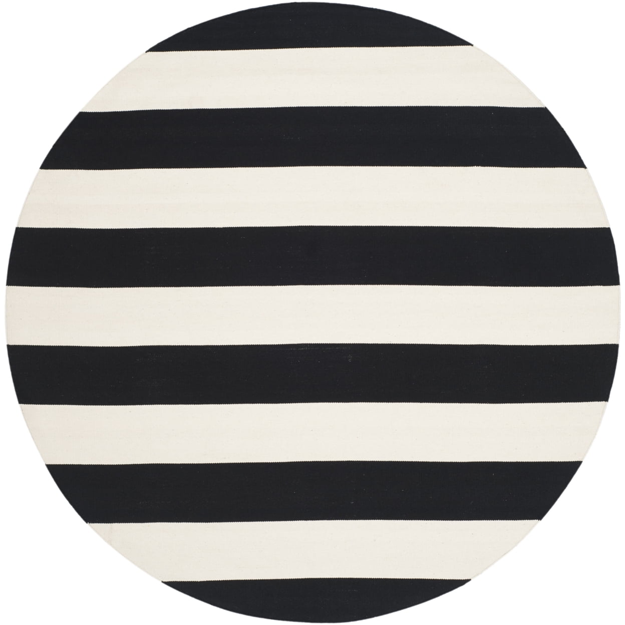 SAFAVIEH Montauk Saranna Geometric Cotton Area Rug, Black/Ivory, 10' x 10' Round