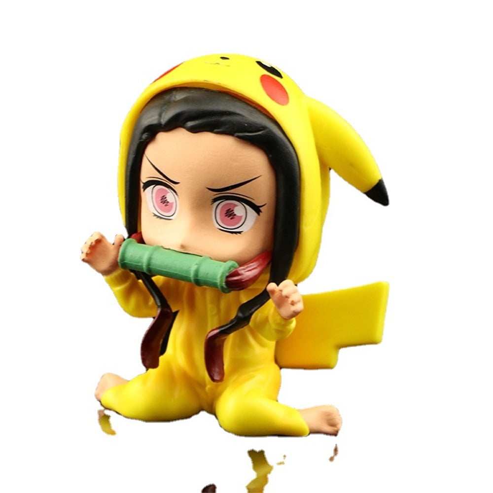 Nezuko Cosplay Pikachu Action Figure Demon Slayer Cosplay Pokemon Kimetsu No Yaiba Figure Anime Toy Collectibles Model Gift Nezuko 