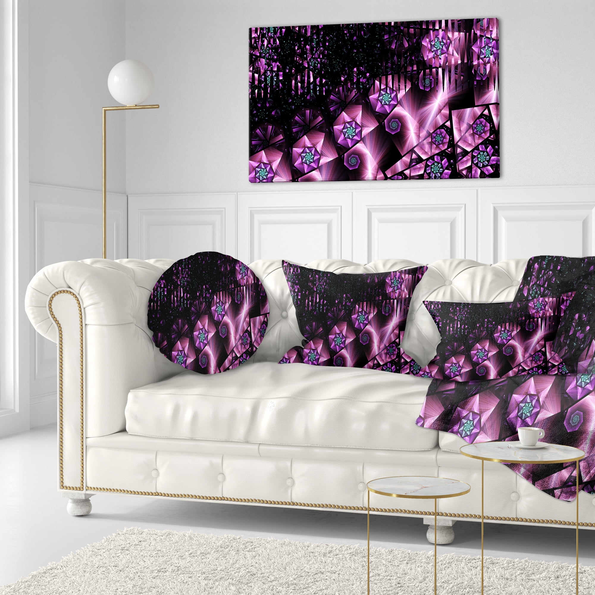 Designart Purple Radiance of Starry Sky - Abstract Throw Pillow - 12x20