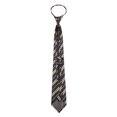 thumbnail image 3 of Jacob Alexander Men's Woven Double Stripe Pre-Tied Zipper Neck Tie - Navy Blue Gold, 3 of 6