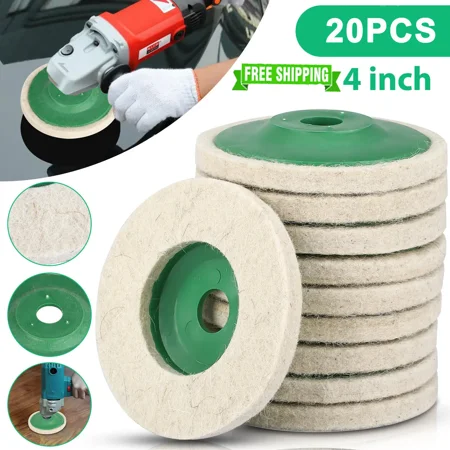 

20Pcs 4 Wool Polishing Discs Finishing Wheel Buffing Pads for 100 Angle Grinder