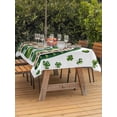 thumbnail image 4 of Rectangle Outdoor Tablecloth With Umbrella Hole And Zipper– St. Patrick's Day Waterproof Patio Table Cover for Party, Picnic, Backyard, 54"x80" , Green Shamrocks Rainbows White, 4 of 8