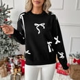thumbnail image 5 of Cute Sweaters for Women Bowknots Print Christmas Holiday Casual Crewneck Knitted Pullover Tops Loose Jumpers (XL, Black), 5 of 7