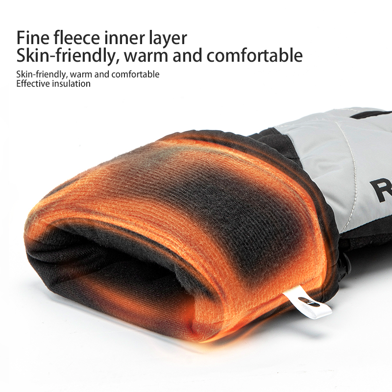 ROCKBROS Electric Heated Bike Gloves Winter Ski Gloves Motorcycle Full Gloves 4000mAh Rechargeable Battery Thermal Mittens Gloves Men