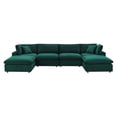 thumbnail image 1 of Modway Commix 6-Piece Down Filled Overstuffed Performance Velvet Sectional Sofa in Green, 1 of 5