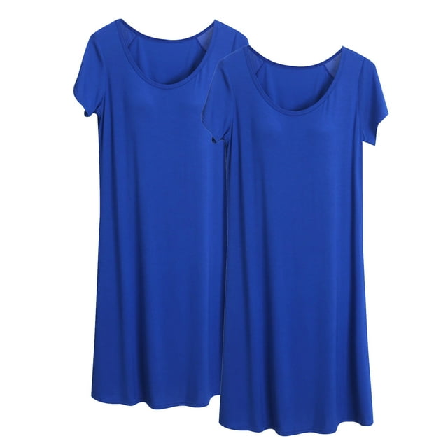 ylioge M-4X Chemises de Nuit Grande Taille pour Femmes avec Soutien-Gorge Intégré, Lot de 2, Manches Courtes Décontractées, Col Rond, Chandail à Enfiler, Multipack, Chemises de Nuit en Modal, Robes
