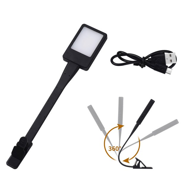 Luz LED Macarena para Libros Lámpara de Libro Recargable Flexible Negro