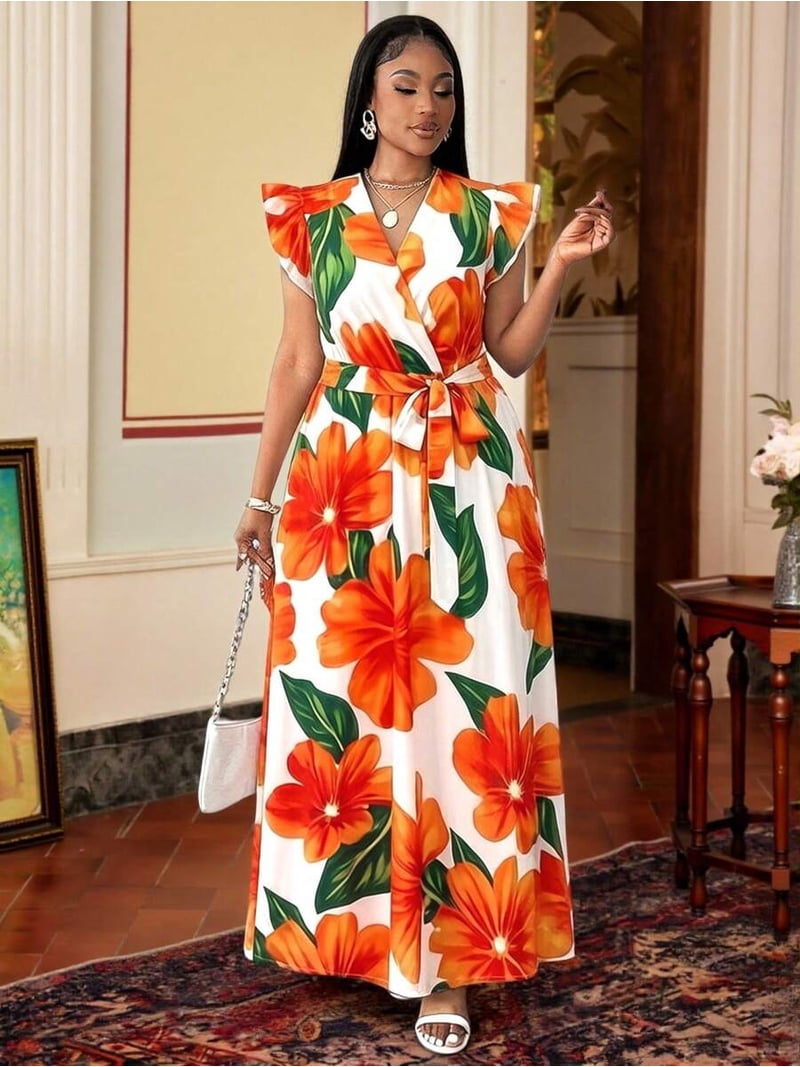 butterfly sleeve maxi dress Solid Maxi Dress with Butterfly Sleeves