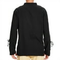 thumbnail image 3 of Plus Size Mens Gothic Pirate Shirt Laced Mens Linen Shirts Medieval Halloween Costumes Shirts for Men Black 2XL, 3 of 5