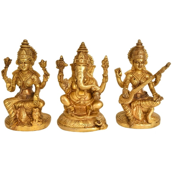 Lakshmi Ganesha and Saraswati (Set of Three Statues)