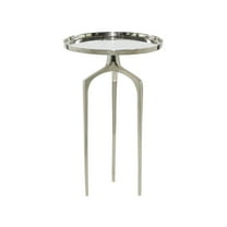 DecMode Contemporary Silver Aluminum Accent Table with Tripod Base, 16"W x 25"H