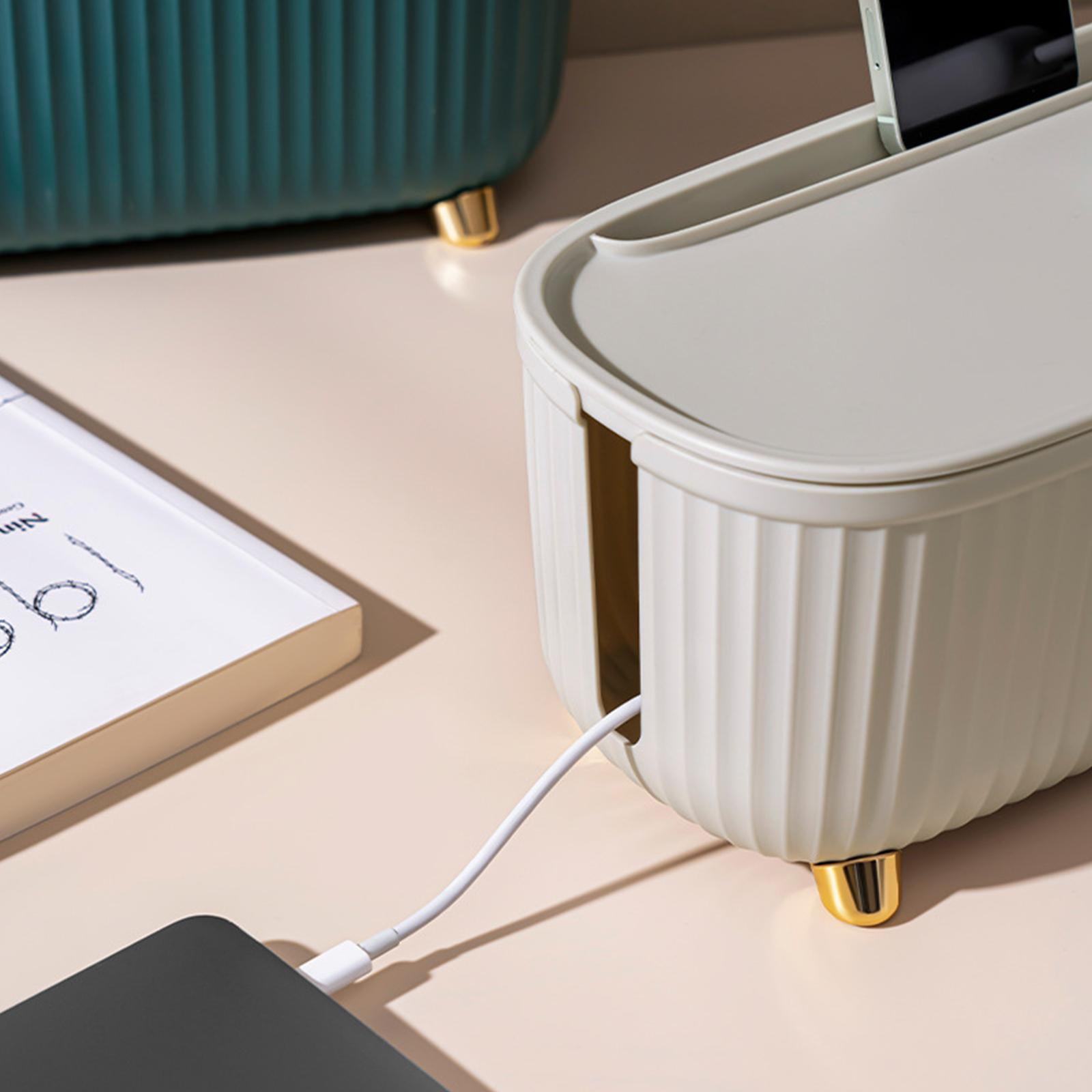 Cable Management Box Socket Wire Tidy Power Socket Organiser Cord Power Strips Protector Cover Electrical Wire Storage Case for Household , Beige