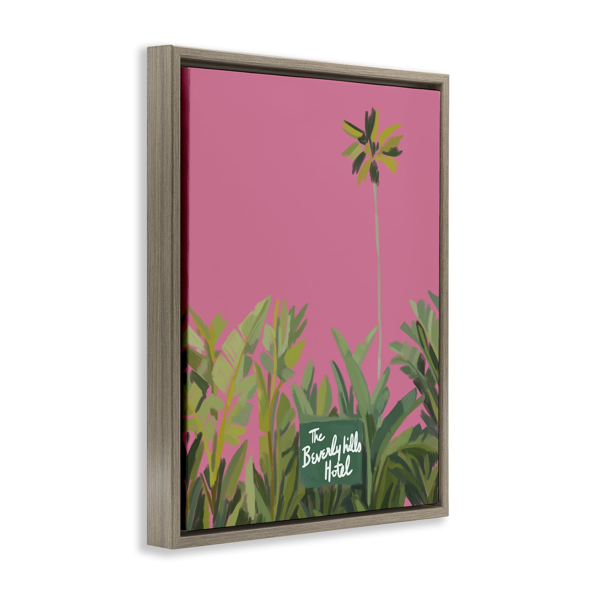 Stupell Industries Beverly Hills Pink & Green Brown Framed Floater Canvas Wall Art, design by Amelia Noyes