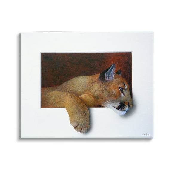 Stupell Industries Wild Cougar Resting Head Interesting Illusion Painting Painting Gallery Wrapped Canvas Print Wall Art, Design by Alan Weston