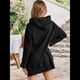thumbnail image 5 of Vestido Informal Extragrande con Capucha, Larga, Dobladillo Dividido y Cordón Ajustable para Mujer con Bolsillo Tipo Canguro. Negro XXL, 5 of 6