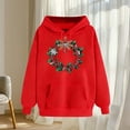 thumbnail image 6 of YueHuiYing Women's Printed Sleeves Long Sleeved Top Hooded Christmas Wreath Cartoon Pattern Sweatshirt, 6 of 6