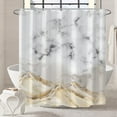 thumbnail image 6 of Marble Bathroom Shower Curtain White Gold Waterproof Fabric Shower Curtains with Hooks Watercolor Abstract Shower Curtain Cloth 72x72 inches, 6 of 6