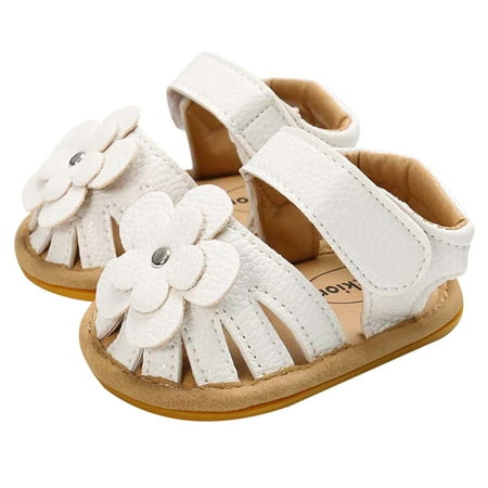 

JINMGG Clearance Toddler Infant Baby Girls Leather Sandals Summer Bowknot Flats Flower Shoes