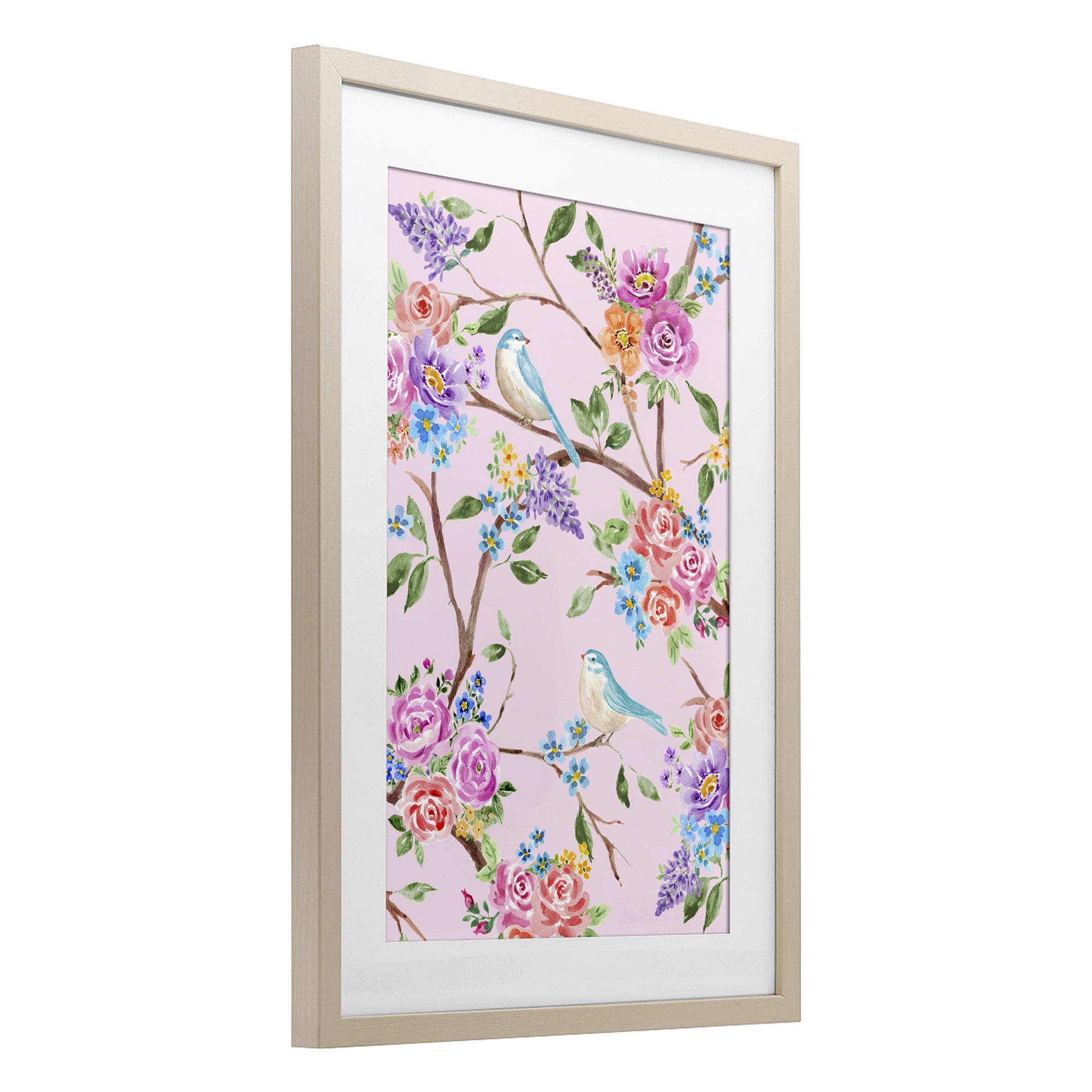 Stupell Industries Pink & Blue Spring Florals Birch Framed Print Under Glass, design by Corinne Haig