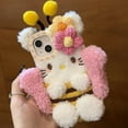 thumbnail image 2 of Plush Hello Kitty Phone Case Cartoon Bee Sanrio Iphone15 14 13 12 11 Pro Max Phone Case Cute 3D Winter Warm Shockproof Drop Case RJ, 2 of 6