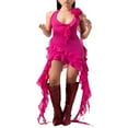 thumbnail image 1 of Robe Longue à Fleurs 3D pour Femmes Robe à Franges Florale Sans Manches Dos Ouvert à Franges Robe en Tulle Transparent, 1 of 9