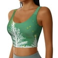thumbnail image 2 of Bixox Women's Christmas Green Pattern Fitness Navel Tank Top U-Back Yoga Tank Top Sweatshirt Sports Bra, 2 of 7