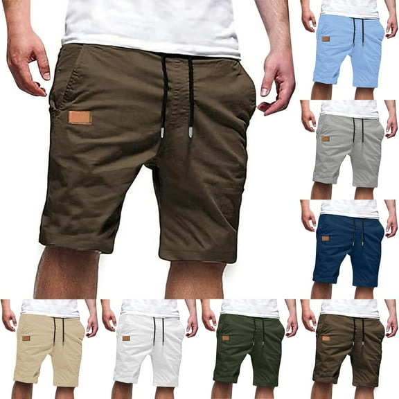 Akafmk Mens Leather Shorts Summer Solid Color 5" Casual Sporty Shorts Pants L