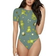 thumbnail image 2 of Picia Cute Yoga Frogs Womens One Piece Swimsuits Modest Tummy Control Bathing Suits Lace Up Slimming Swim Suit-Large, 2 of 9