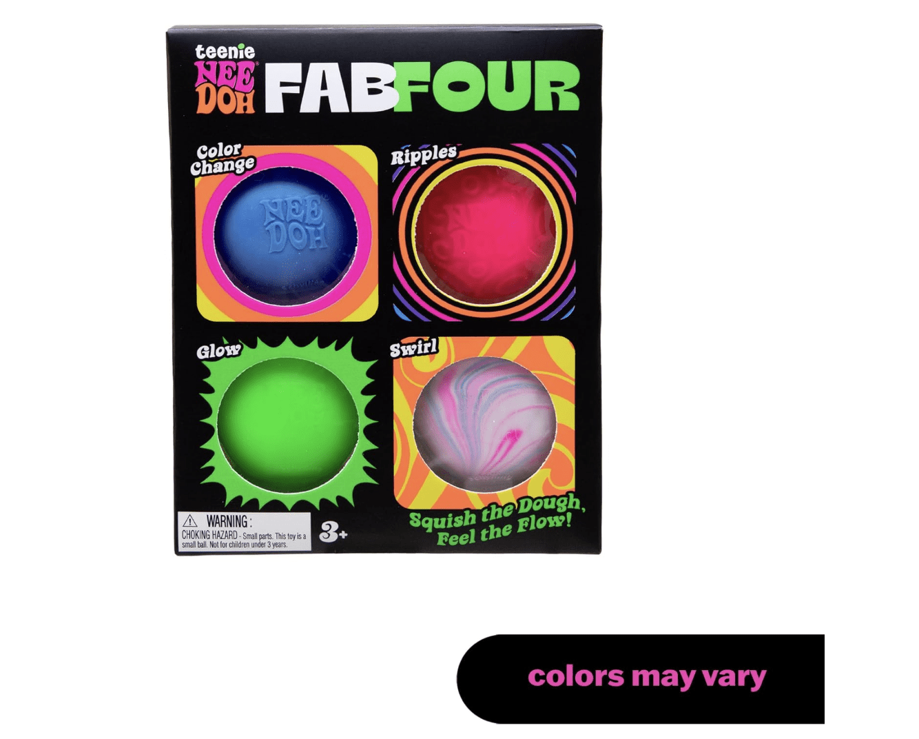 Nee Doh Teenie Fab Four Sensory Stress Relieving Balls (Colors May Vary)