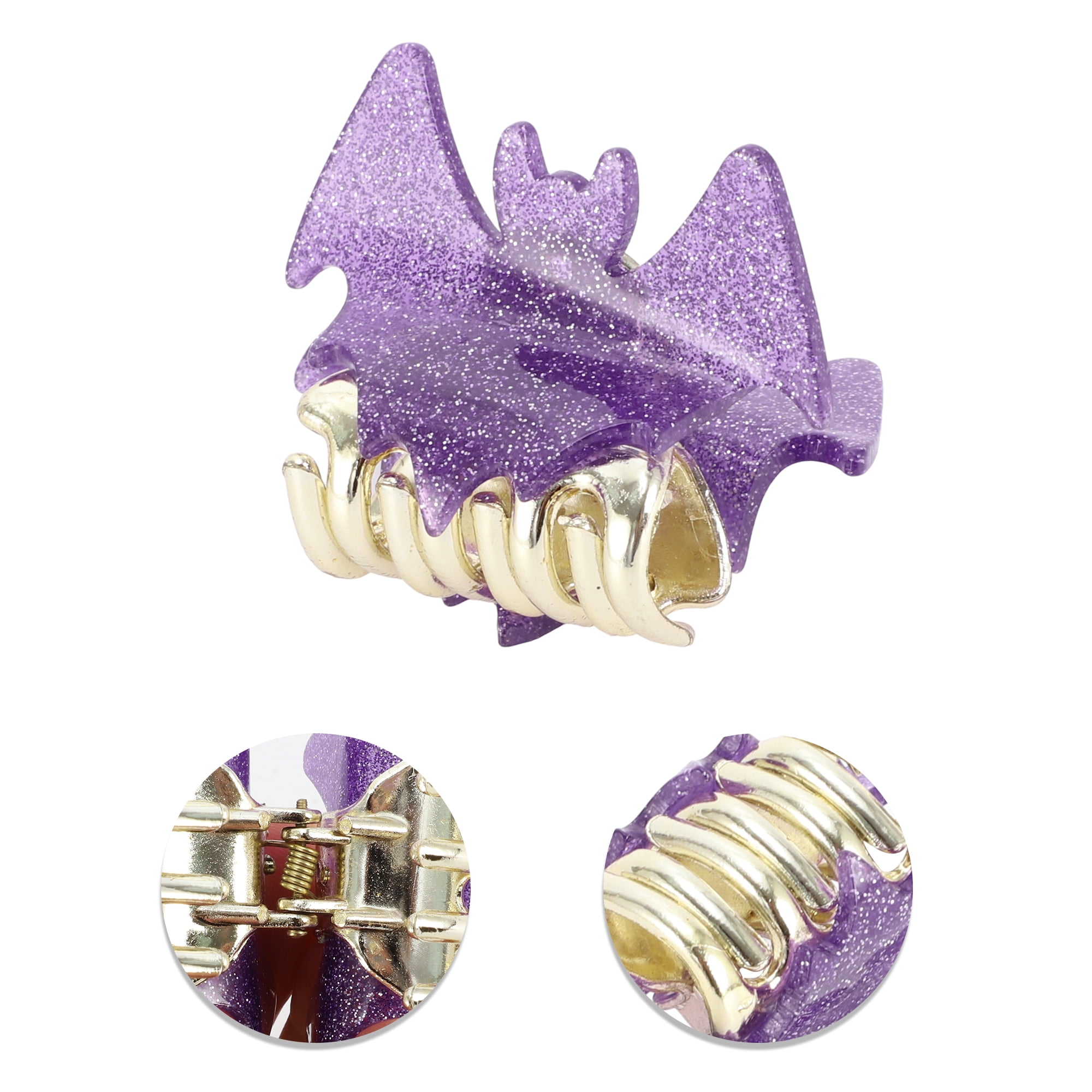 Unique Bargains Bat Style Hair Clips Hairdo Clip for Women 1 Piece Purple