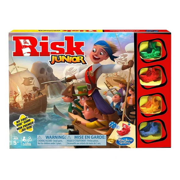 Fawoonu Pirate Adventure Strategy Game: Risk Junior Edition for Kids, Ages 5+, 2-4 Players, Includes Game Board, Ship Tokens, Dice, and Treasure Cards