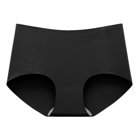 

Gyouwnll Women s Sexy Non-Trace Ice Silk Breathable Midwaist Solid Color Underwear Black L