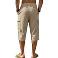 thumbnail image 6 of HOMADLES Men's Capri Cargo Pants Loose Fit Elastic Waist Breathable Workout Pants Outdoor Hiking Running Pants Khaki Size L, 6 of 10