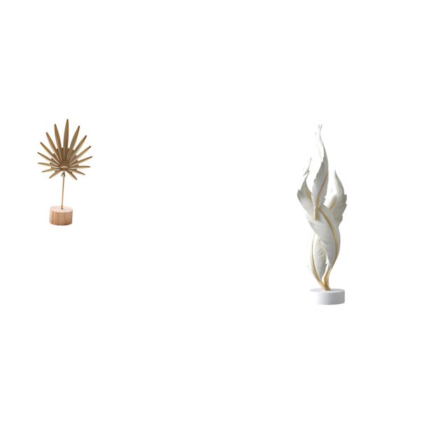 Escultura de hojas,Estatua de hoja de metal Escultura de hoja Decoración del hogar,Figura decorativa,Escultura de plumas para escritorio,oficina,decoración del hogar,Figura decorativa de