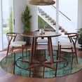 thumbnail image 3 of Round Rugs 5Ft, Teal Brown Texas Star Round Area Rug Washable Indoor Throw Carpet, Vintage Star Wooden Soft Non Slip Circle Rug for Cabinet Bathroom Home Decor Aesthetic, 3 of 8